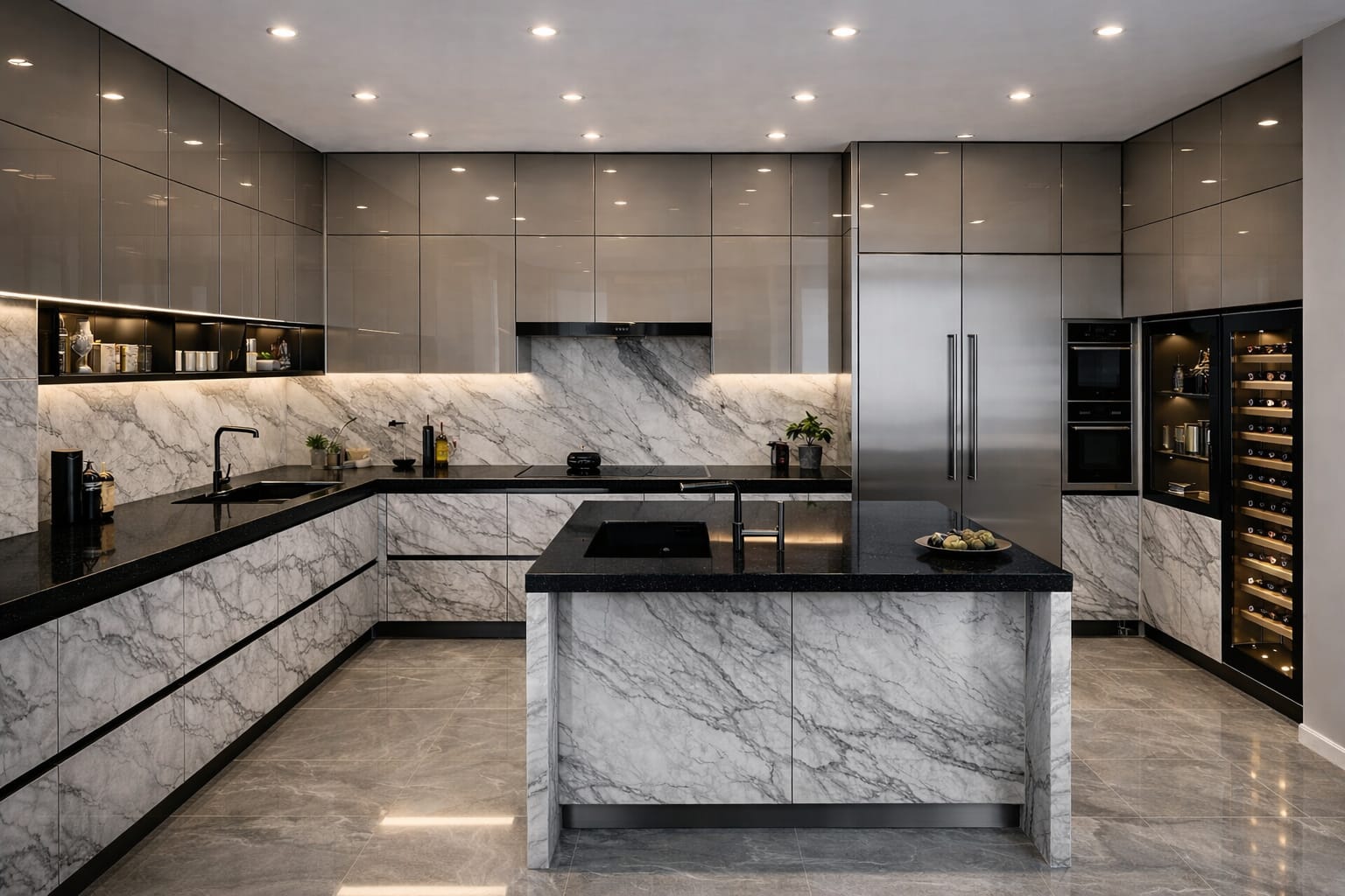 Luxury Marble & Glass Kitchen Design
