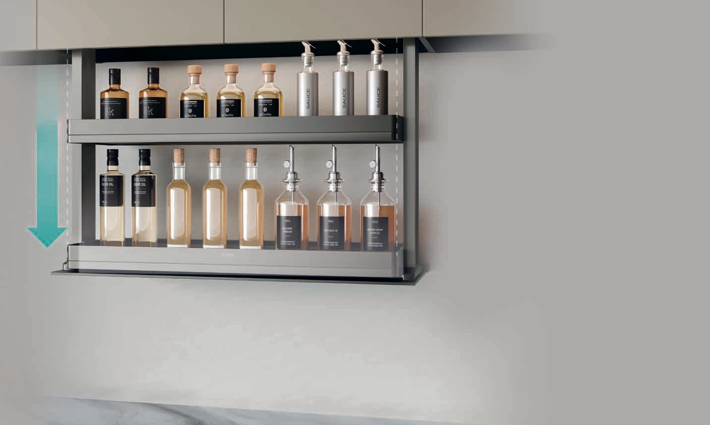 Pull-Down Spice & Bottle Rack