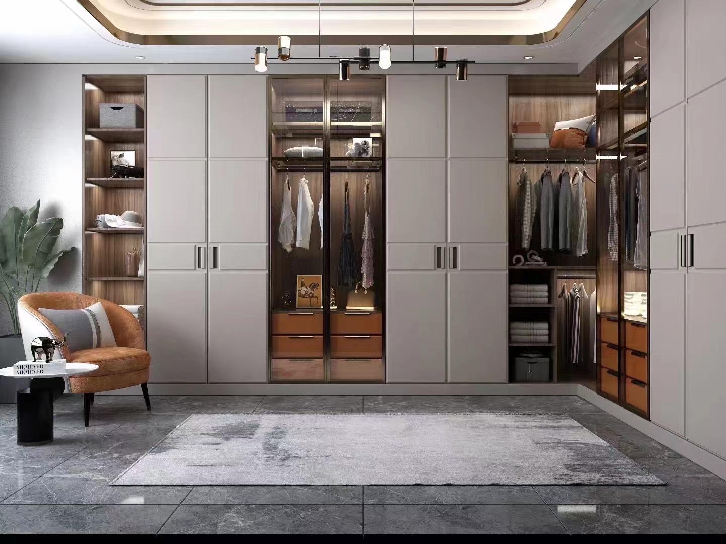Luxury modern wardrobe in elegant bedroom