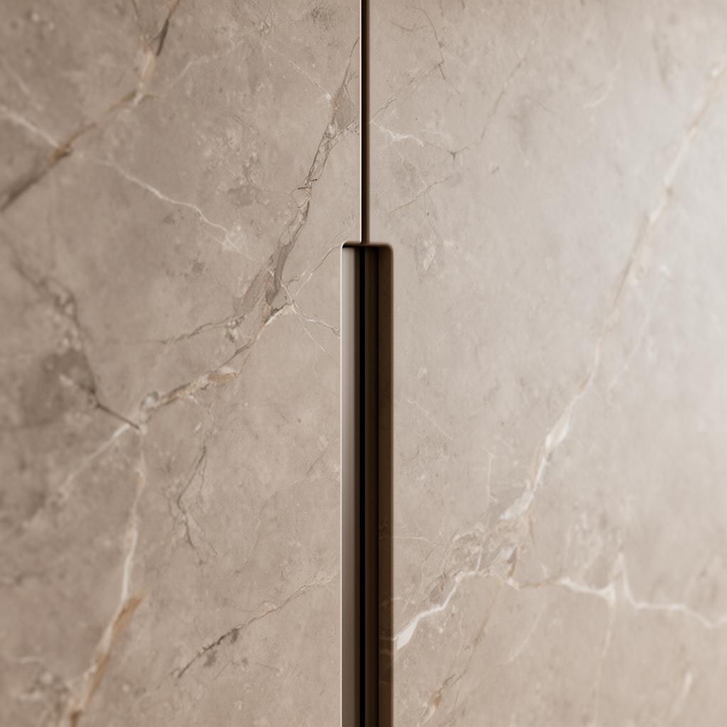 Premium sintered stone wardrobe finish with natural veining