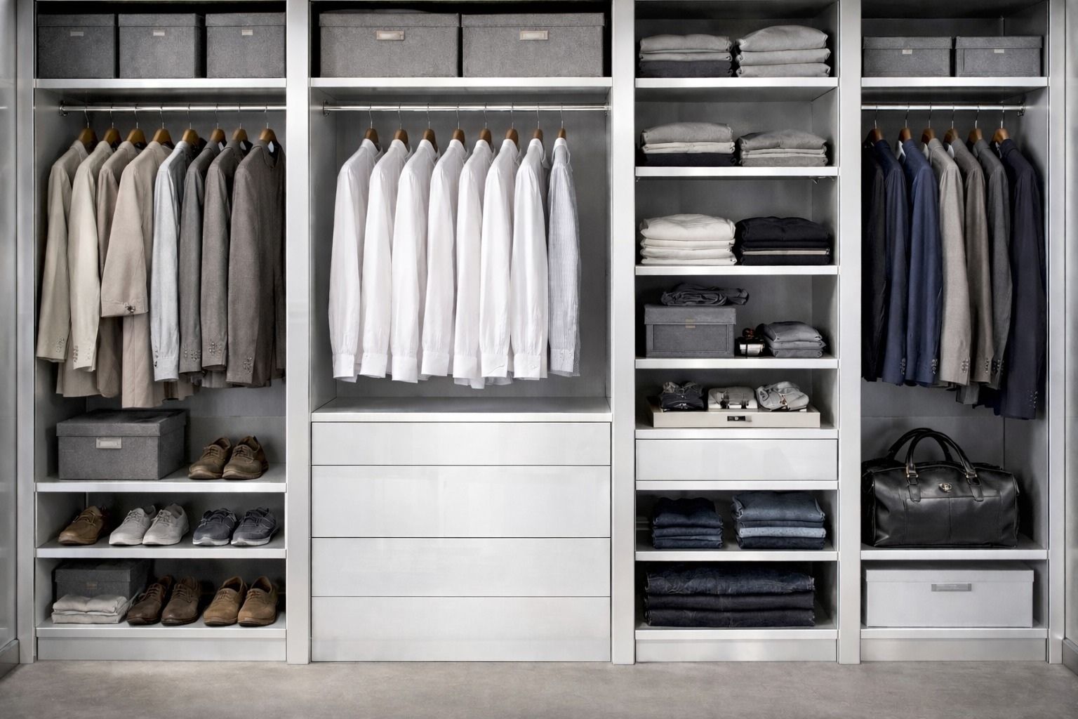 Precision stainless steel and aluminium wardrobe frame structure